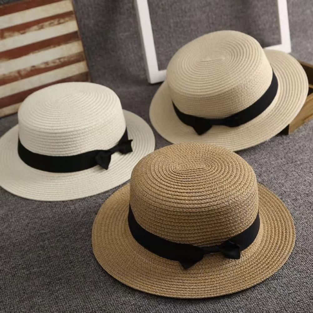 Sun Hat Wide Brim - Plaj Hasır Şapkası Düz Tepeli Geniş