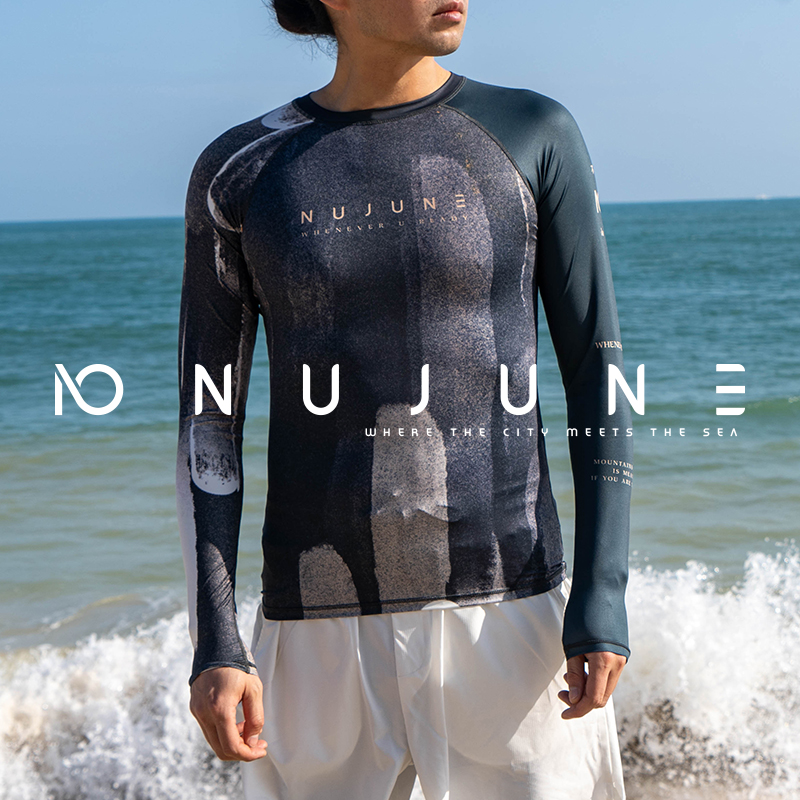 Rash Guard Long Sleeve - Nu-June Erkekler Rashguard UPF50 Uzun Kollu