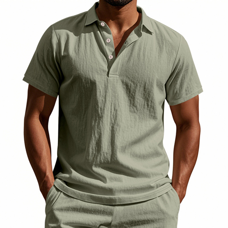 Summer Clothing Men Linen - Yüksek Kaliteli %95 Keten Kısa Kollu
