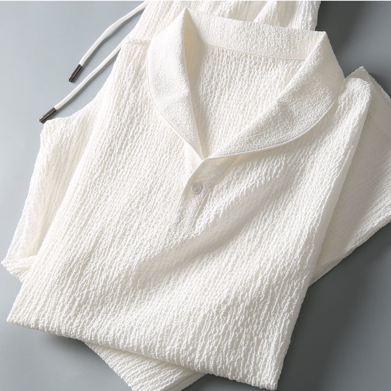 Summer Clothing Men Linen - Yaz Ultra-ince İki parçalı Buz Ipek