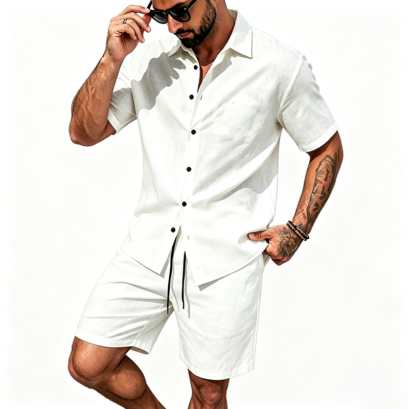 Erkekler Keten İki Parçalı Kıy - Summer Clothing Men Linen incelemesi ve fiyatı