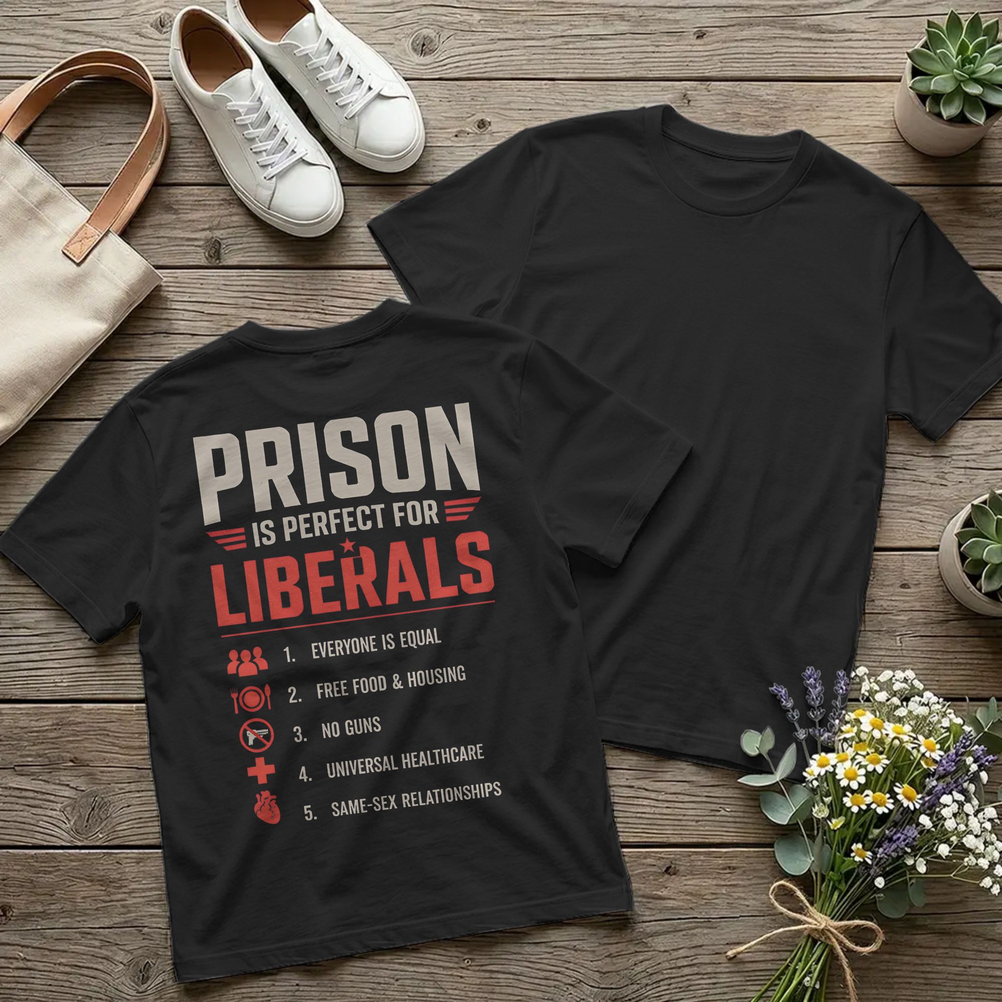 Backprint Prison Liberaller iç - Summer Clothing Quotes incelemesi ve fiyatı