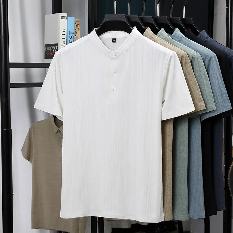 Erkek Mandarin Yaka Yarım Düğm - Summer Clothing Men Linen incelemesi ve fiyatı