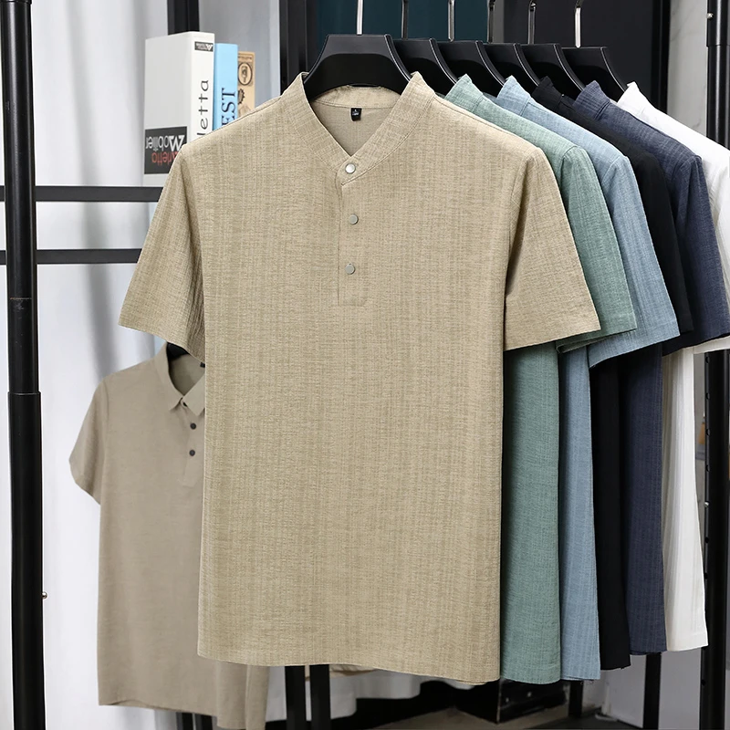 Erkek Mandarin Yaka Yarım Düğm - Summer Clothing Men Linen incelemesi ve fiyatı