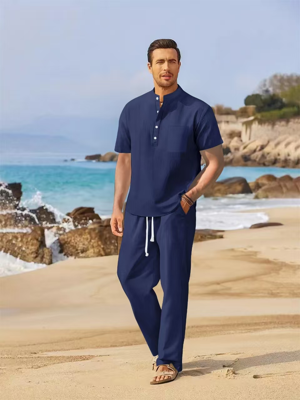 Yaz erkek pamuk ve keten set r - Summer Clothing Men Linen incelemesi ve fiyatı