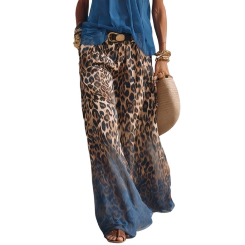 Yeezzi kadın Moda Degrade Leop - Palazzo Pant Wide incelemesi ve fiyatı