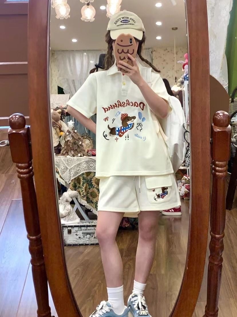 Kawaii Nakış Köpek Japonya Tar - Japan Summer Clothing Women incelemesi ve fiyatı