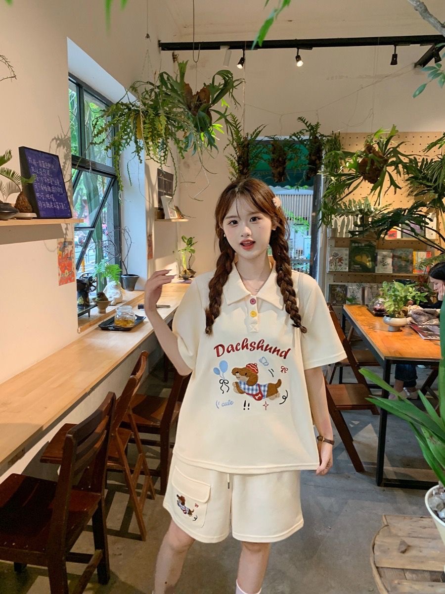 Kawaii Nakış Köpek Japonya Tar - Japan Summer Clothing Women incelemesi ve fiyatı